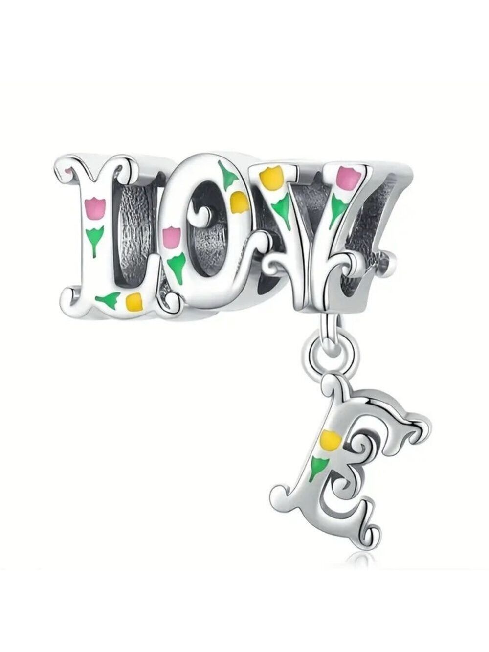 Silver LOVE Charm with Colorful Accents